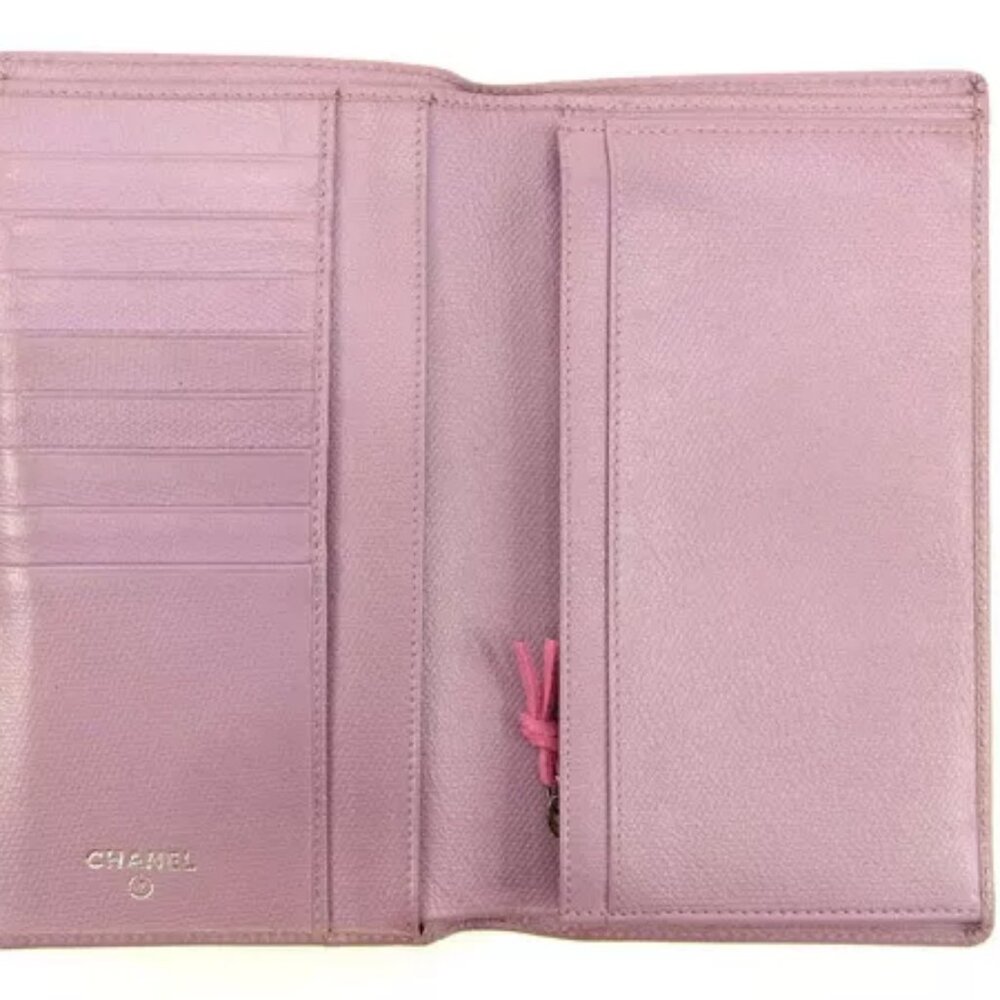 Chanel Wallet Purse Long Wallet Coco Button Purple Woman Authentic - Picture 4 of 6
